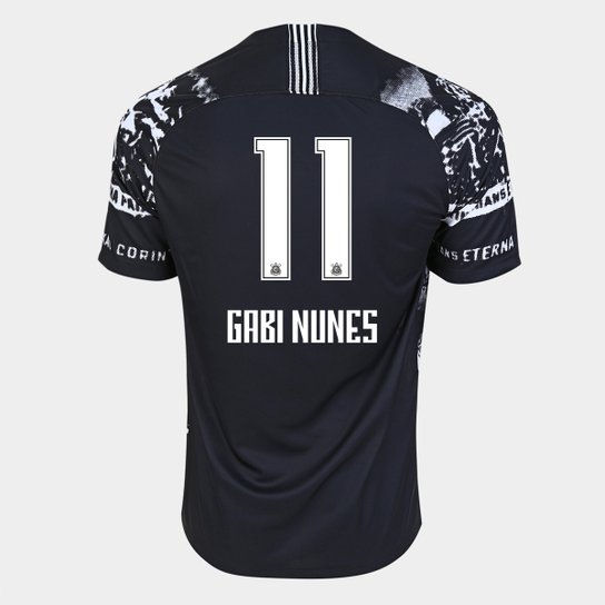 Camisa Corinthians III Invasões 19/20 Gabi Nunes Nº 11 - Torcedor Nike Masculina - Preto+Branco