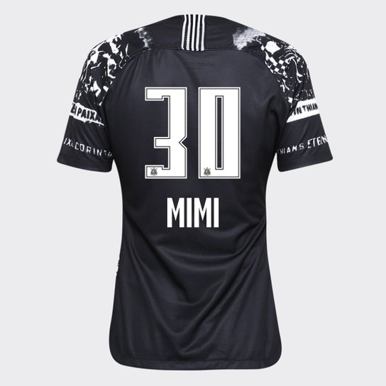 Camisa Corinthians III Invasões 19/20 Mimi Nº30 - Torcedor Nike Feminina - Preto+Branco