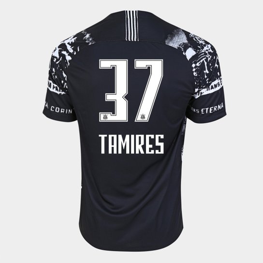 Camisa Corinthians III Invasões 19/20 Tamires - Nº 37 - Torcedor Nike Masculina - Preto+Branco