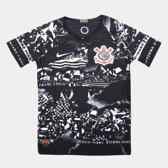 Camisa Corinthians Infantil III 19/20 s/nº Nike - Invasões - Yokohama 2012 - Preto+Branco