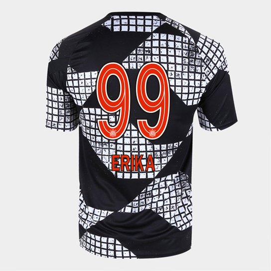 Camisa Corinthians IV 20/21 Erika Nº 99 Nike Masculina - Preto+Branco