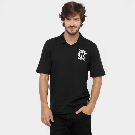 Camisa Polo Corinthian-Casuals Retrô Masculina - Preto