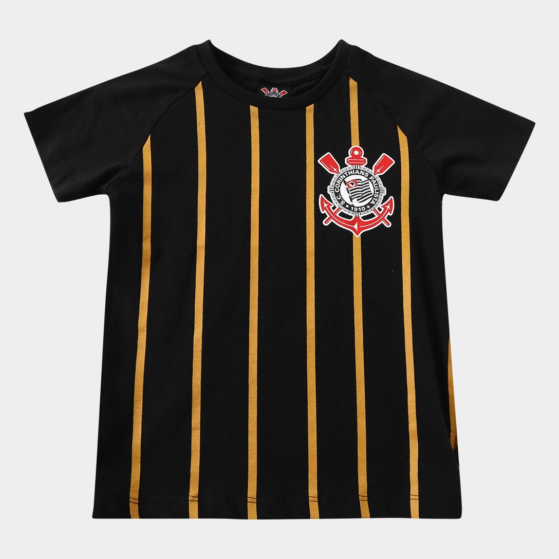 Camiseta Corinthians Infantil Gold Preto Shop Timão