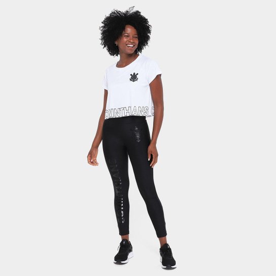 Camiseta Cropped Corinthians Coimbra Feminina