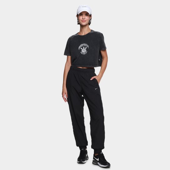 Camiseta Cropped Corinthians Oversized Feminina