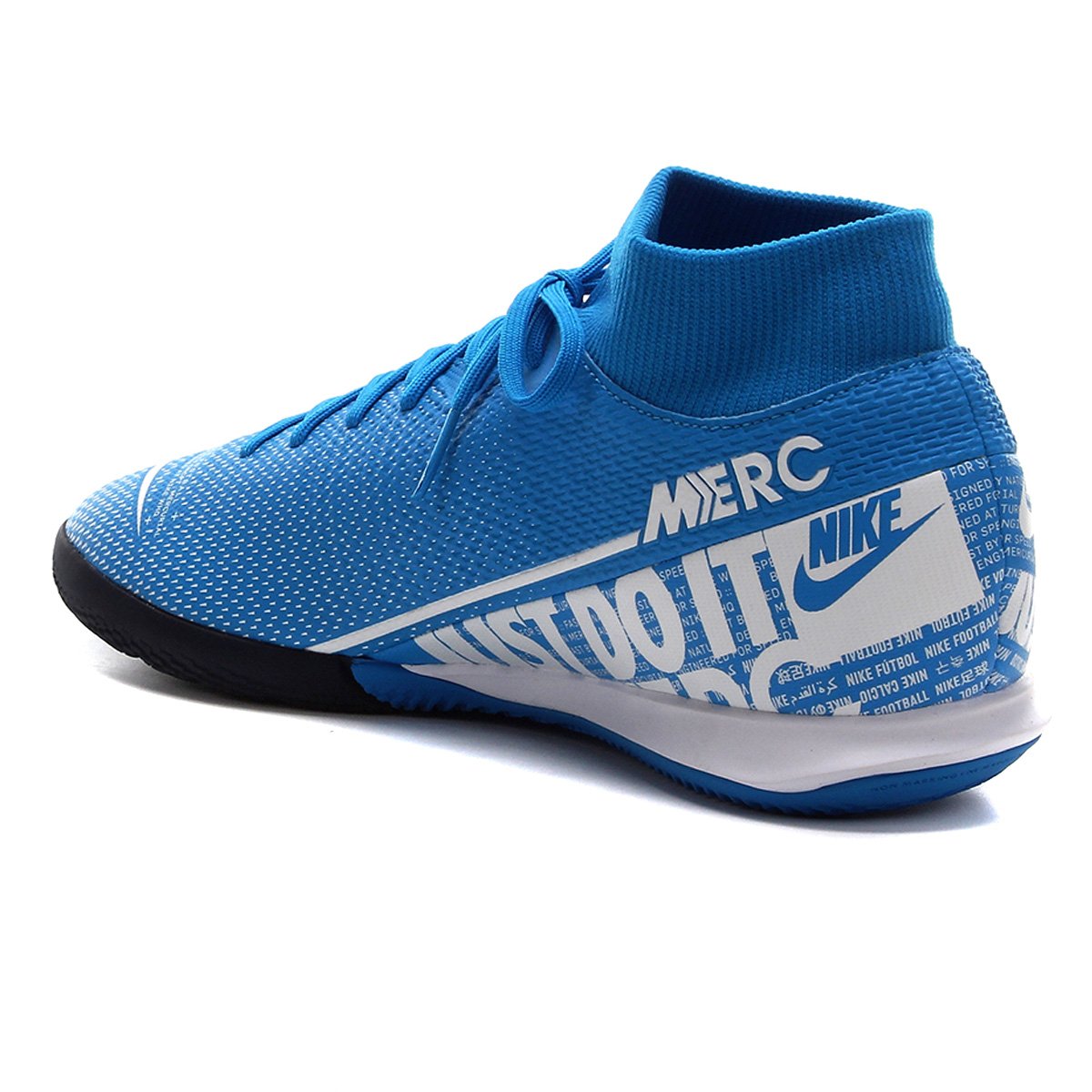 Chuteira Futsal Nike Mercurial Superfly 7 Academy IN - Azul e Branco ...