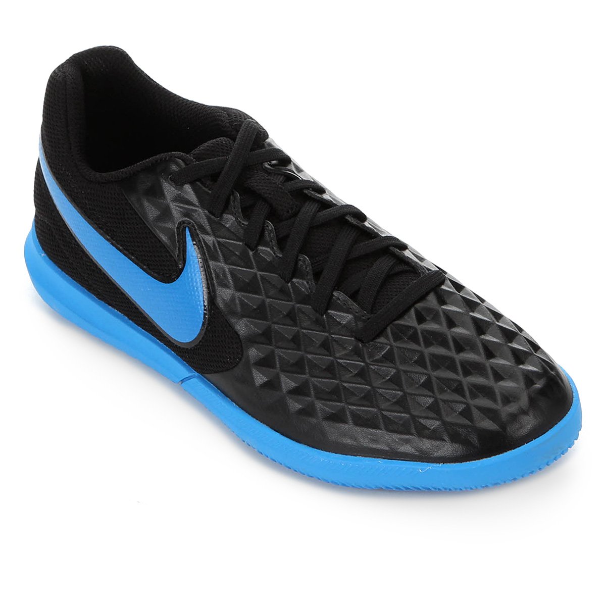 Chuteira Futsal  Nike  Tiempo Legend 8 Club Preto e Azul  Chuteira Futsal  Nike  Tiempo Legend 8 Club Preto e Azul