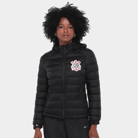 Jaqueta Puffer Com Capuz Corinthians Coimbra Feminina