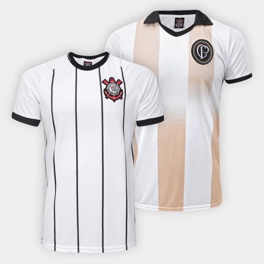 Kit Camisa Corinthians Centenário + Listra Preta Masculina - C/ 2 Peças