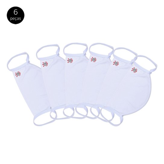 Kit de Máscaras de Proteção Corinthians Modelagem Ampla Laváveis - 6 Unid