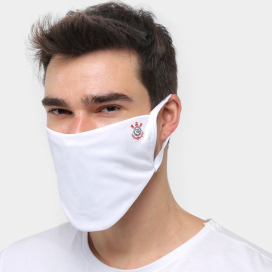 Kit de Máscaras de Proteção Corinthians Modelagem Ampla Laváveis - 6 Unid