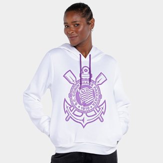 Moletom Corinthians Coimbra Capuz Bolso Lateral Feminino