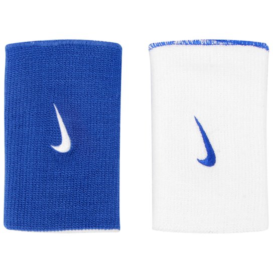 Munhequeira Nike Dri-Fit Home & Away Doublewide Dupla Face - Branco+Azul Royal