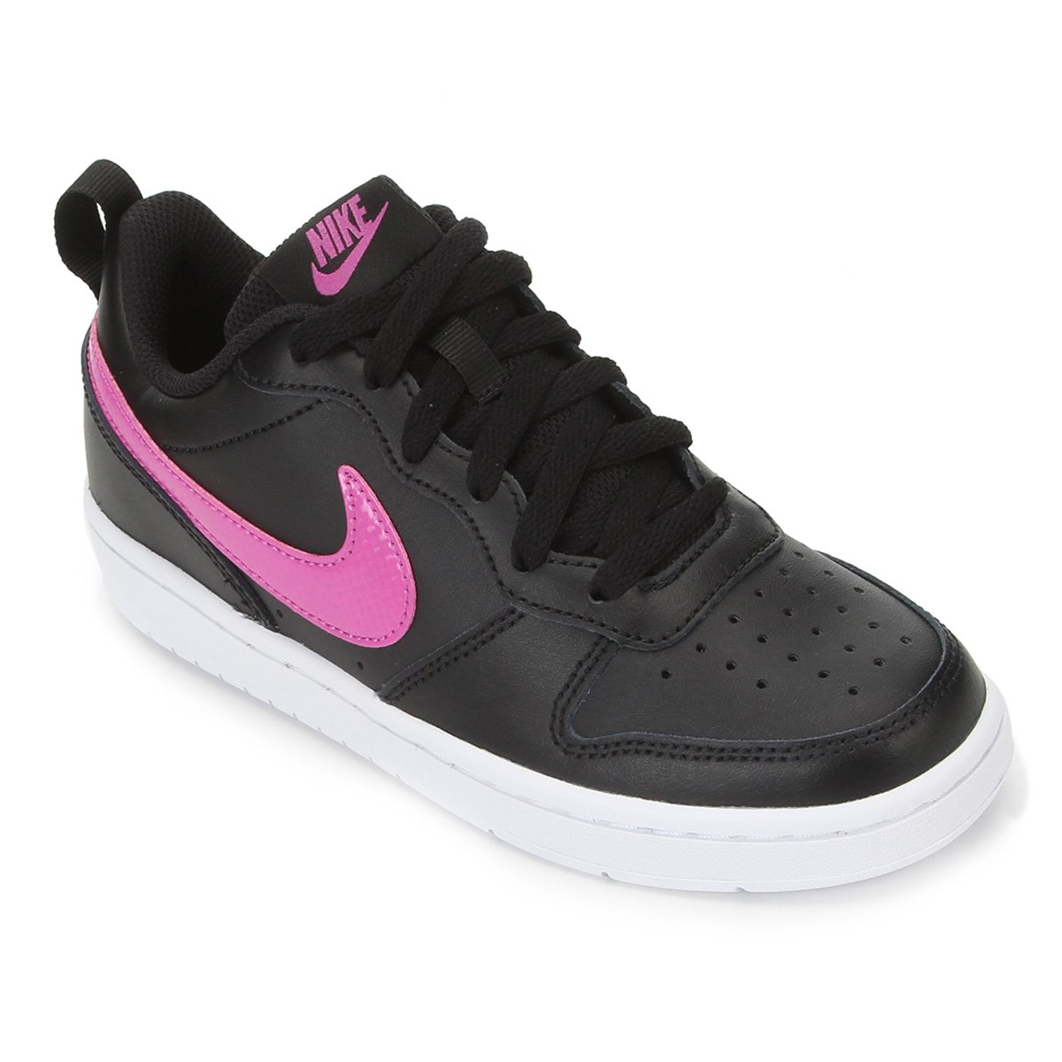 tenis nike preto com simbolo rosa